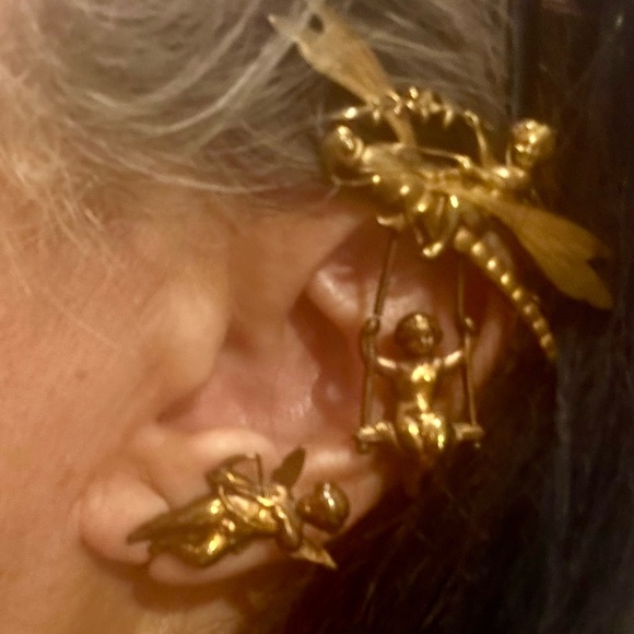 Vintage Antiqued Gold Ear Cover Cuff-Boutique - Picture 5 of 7